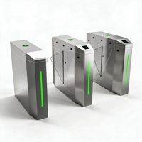 Barrière à battant en acier inoxydable avec lecteur RFID/NFC, contrôle d'accès biométrique, anti-collision, portail à battant bidirectionnel pour musée et usine