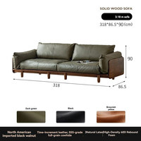Italienisches Luxus-Ledersofa in Quadratform, Mittelgroß, für Moderne Einrichtung, Massivholz in Schwarznuss-Farbe, Kompakt für Zuhause
