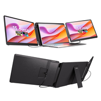 Monitor Portátil Triple de 15.6 Pulgadas, FHD 1080P, Retroiluminación LED, 60Hz, USB-C, Plug-Play, Expansor de Pantalla para Mac/Windows