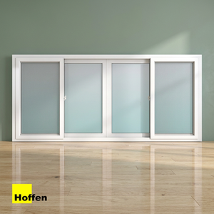 Fenêtre coulissante double HOFFEN PRO en PVC et alliage d'aluminium, blanche, 240x110cm, avec moustiquaire en fibre de verre, pour villa, design moderne - Product Image 3
