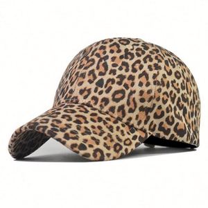 Casquette de baseball tendance en daim végétalien imprimé léopard pour femme, collection Printemps-Été, idéale pour la protection solaire et les activités sportives en extérieur - Product Image 1