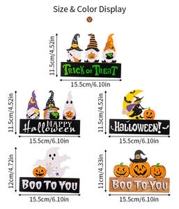 Halloween Holz-Dekorationen Gespenstfest Gnome Kürbis-Dekorationen Atmosphären-Dekoration Gespenst-Schreibtisch-Dekorationen Großhandel - Product Image 2