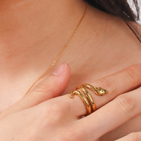 Nokia april april — bague de doigt en forme de serpent, bijoux élégants, en acier inoxydable, plaqué or, 316L, étanche, torsadé, en stock