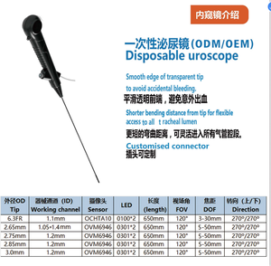 Ureteroscopio de 2.1 mm con Canal de Biopsia de 1.1 mm, Cirugía 6.3 FR y 7.5 FR para Dispositivos de Monitoreo Veterinario para Gatos y Animales - Product Image 2