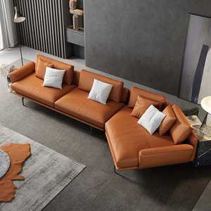 Conjunto de Muebles de Sala de Estar Modernos y Lujosos de Estilo Europeo, Sofá <span class=keywords><strong>Chaise</strong></span> <span class=keywords><strong>Longue</strong></span> Combinado de Cuero y Microfibra para el Hogar u Hotel - Product Image 1