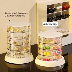 2-3 Layer High Capacity Glossy PP Eco-friendly Cream Yellow/Cream White Standing Type Desktop <b>Drawer</b> <b>Storage</b> <b>Box</b> Multifunction - Product Image 4
