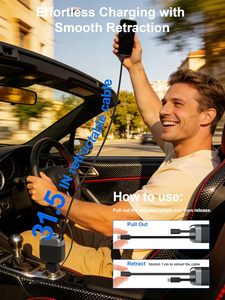 Cargador de <span class=keywords><strong>Coche</strong></span> Retráctil de 87W, Cargador USB para Encendedor de Cigarrillos - Product Image 6