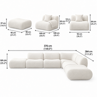Luxuriöses Modernes Weißes Wolken-Design Konvertierbares Chenille Modulares Ecksofa 2/3-Sitzer Geschwungene Lounge Tiefe Sitzfläche Wohnzimmermöbel