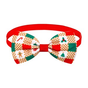 Ensemble de nœuds papillon de Noël pour chien, motif écossais flocon de neige rouge et vert, réglables pour petits chiens, style hiver, décoration mignonne - Product Image 6