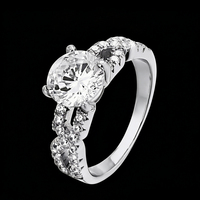 Bague de fiançailles populaire en argent sterling 925 plaqué or 14 carats avec moissanite taille ronde pour femme