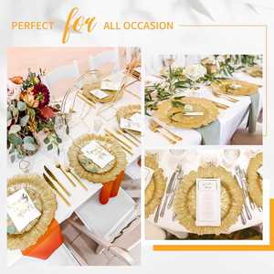 Assiettes de présentation rouges incassables de 13 pouces en plastique, motif récif, décoratives, pour la décoration de table de Noël et de fêtes - Product Image 5