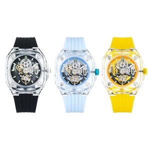 Montre automatique à quartz pour homme, design tendance ODM, luxe, squelette, logo personnalisé, montres mécaniques carrées ajourées OEM - Product Image 3