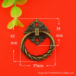 Antique Style Ring Cabinet Handle 37x45mm Double Hole Traditional Design For Drawer <b>Wardrobe</b> Door Furniture <b>Hardware</b> BE32 - Product Image 2