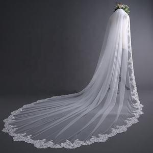 Nouveau design de haute qualité 3m <span class=keywords><strong>voile</strong></span> mariage <span class=keywords><strong>voile</strong></span> de mariée dentelle <span class=keywords><strong>voile</strong></span> de mariage traînant - Product Image 3