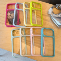 Coque de téléphone transparente en TPU couleur bonbon pour iPhone 17 16 15 14 13 avec grande fenêtre de protection de l'appareil photo – Vente en gros