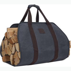 Free Sample Bulk Storage Wood <b>Fireplace</b> Canvas Waxed <b>Holder</b> Bags at Factory Prices for Firewood Carrier Leather <b>Log</b> Carrier - Product Image 1