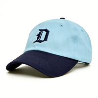 Gorra de Béisbol de 6 Paneles Azul Claro con Estampado de Leopardo, Visera Azul Marino, Bordado Gótico D, Ajustable, Unisex, de Algodón, Estilo Dad Hat, para Hombre y Mujer, Streetwear