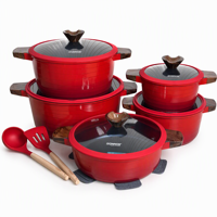 Ensemble de casseroles et poêles antiadhésives en granit d'origine, 15 pièces, revêtement intérieur Blue Diamond, compatible gaz, induction et four