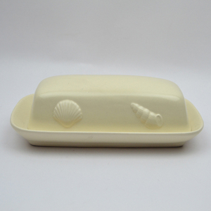Pot à beurre carré en grès émaillé bleu gaufré personnalisé avec couvercle, écologique - Product Image 6