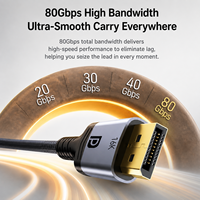 Câble OEM ODM DP 2.1 80 Gbps 16K 60Hz 8K 120Hz Mâle-Mâle Tressé pour Gaming, Logo Personnalisé, Longueur Personnalisée