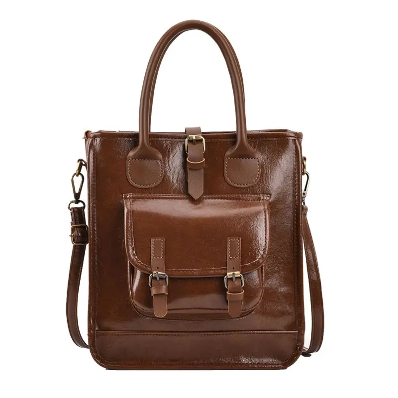 Brown color women bags fashion PU Leather luxury handbags for women Tote bag