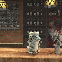 Mug Tiki Crocodile en Porcelaine Écologique de Qualité Supérieure – Vaisselle d'Inspiration Artistique pour Bars Haut de Gamme, Événements Privés, Options de Couleur et Logo OEM