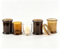 Bocaux à bougies cylindriques en verre transparent personnalisés, créatifs, ambrés, pour bougies d'aromathérapie, décoration intérieure, Noël