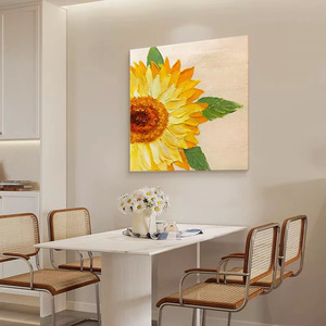 Peinture à l'huile de tournesol peinte à la main, 40x50 cm, style impressionnisme, art mural pour salon, décoration intérieure - Product Image 4