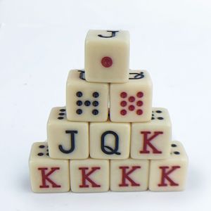 <span class=keywords><strong>Dados</strong></span> de Resina Acrílica Cuadrados de 16 mm, Color Marfil, <span class=keywords><strong>Dados</strong></span> de Póker JQK Personalizados con Símbolos de Traje de Cartas, Esquinas Redondeadas - Product Image 1
