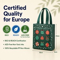 Sac cadeau de Noël en non-tissé de taille moyenne, ouvert en haut, avec logo personnalisé, vente en gros, réutilisable, écologique, certifié BSCI