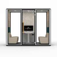 Cabines de bureau modulaires modernes 6 places, insonorisées, pour une intimité acoustique optimale, avec structure en aluminium, idéales pour le télétravail, les hôpitaux, et équipées d'éclairage LED.