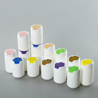 Bouteilles rondes en plastique HDPE à marque privée 120CC 150CC 200CC, conteneur de capsules de qualité alimentaire avec bouchon à clapet pour vitamines et suppléments nutritionnels