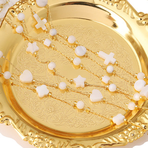 Collar de Perlas de Imitación con Forma de Corazón y Cadena Hecha a Mano con Conchas Marinas Naturales, Chapado en Oro de 18k, Acero de Titanio, Unisex, a la Moda - Product Image 4