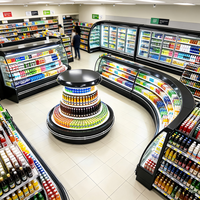 Vitrine réfrigérée circulaire à 360 degrés pour supermarché, avec visibilité complète