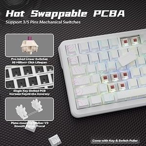 Clavier de jeu mécanique ATTACK SHARK X85Pro Tri-mode avec écran TFT et bouton rotatif, touches PBT à impression latérale dégradée et remplaçables à chaud - Product Image 6