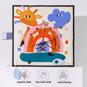 Tableau Montessori doux pour enfants d'âge préscolaire <span class=keywords><strong>Livre</strong></span> d'activités silencieux avec boucles Fermetures à glissière Lettres Chiffres-Matériau en feutre - Product Image 3