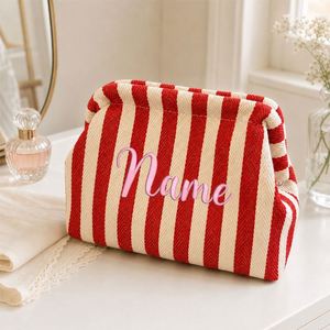 Custom Embroidered Name Cosmetic Pouch Personalized Striped Makeup <b>Bag</b> <b>Bridesmaid</b> <b>Gift</b>, Travel Toiletry <b>Bag</b>, <b>Gift</b> for Her - Product Image 3
