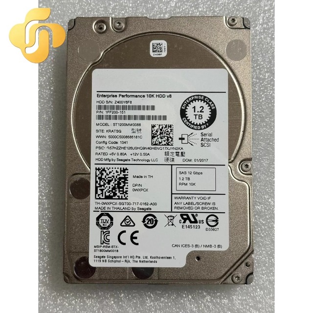 0WXPCX 1.2TB SAS 12Gbps 2.5in 10K RPM Internal HDD with Metal Shell Hard Disk Drive for Server
