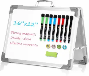 Kleine trockene wischeinschlagplatte- magnetische Schreibplatte faltbare Whiteboard tragbare Mini-Einband mit Doppelseitigkeit auf der Tischplatte mit Halter