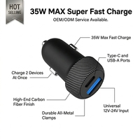OEM ODM Özel Üretim 35W PC Süper Hızlı Çift Girişli Araç Şarj Cihazı PD 35W & QC 18W Yüksek Güçlü USB-C USB-A Şarj Cihazı