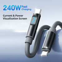 Cable USB C a USB C de 240W PD 3.1 con Pantalla LED de Potencia, Cable de Carga Rápida de 5A para MacBook Pro M4 Hub