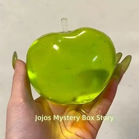 Jouet Squishy Pomme Rempli de Vaseline, Jouet Anti-Stress à Presser Non-Retraçable, Jouet à Presser en Forme de Fruit, Transparent Effet Glacé, Grand Format