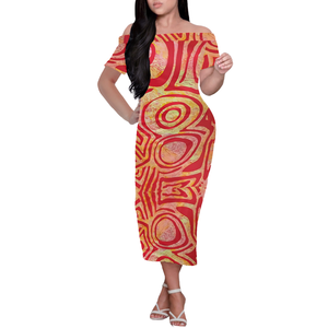 Robe moulante mi-longue à manches courtes personnalisée, confortable, motif tie-dye tropical hawaïen, décontractée, taille grande - Product Image 4