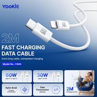 Cable de Carga Rápida USB-C a USB-C YooKIe CB99 de 60W con Trenzado de Nailon y Conductor de Cobre Puro para Teléfono Móvil y Banco de Energía - 2M 30min 50%
