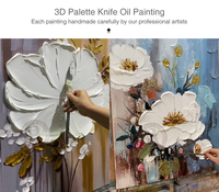 Peintures murales florales abstraites sur toile peintes à la main en gros, décorations artistiques 3D encadrées pour la maison et l'hôtel