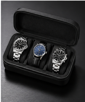 Étui de rangement pour montres en EVA noir personnalisé OEM, 3 emplacements, coque rigide, boîte de transport de voyage, fermeture à cordon, fermeture éclair, antichoc, organisateur