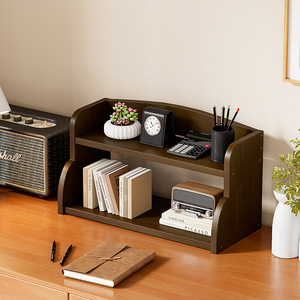Solid wood desktop storage shelf, small office desk bookshelf, multi-layer office storage rack, simple bookcase - Product Image 2