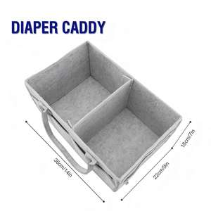 Nursery Basket-Baby Diaper Caddy Organizer for <b>Changing</b> Table-Portable Holder <b>Tote</b> <b>Bag</b>-Car Organizer with Removable Divider - Product Image 2