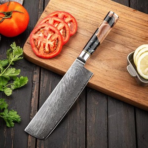 Ensemble de 9 couteaux de cuisine Damas à manche en bois de résine, couteaux de chef japonais, vente directe usine, personnalisation possible pour la vente au détail et l'hôtellerie (HORECA) - Product Image 3