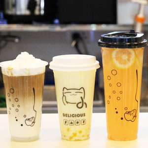 Food Grade PP <b>Plastic</b> 700ml Large Transparent Disposable Cups Lids Custom Logo UV Printing Tea Coffee Juice Soda - Product Image 5